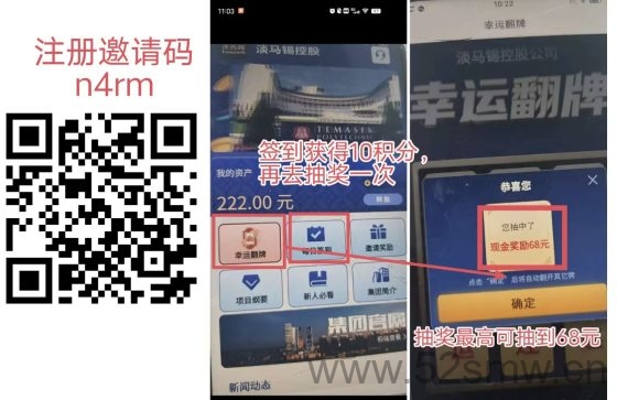 淡马锡：轻松抽奖每天保底2元，最高可得68元的新玩法-首码项目网