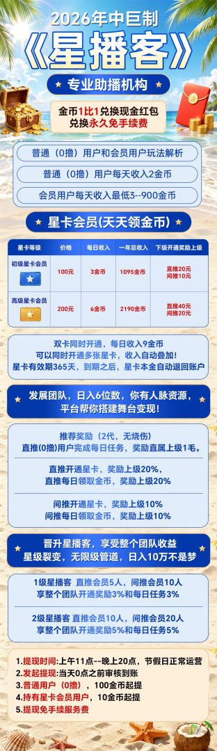 【2026年中王炸·预热开启】  《星播客》专业助播机构项目，即将重磅上线-首码项目网