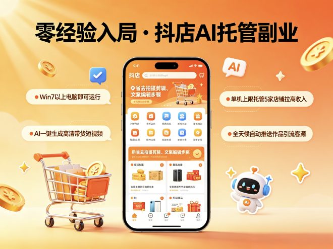 首码抖店AI托管全自动躺赚懒人被动收益-首码项目网