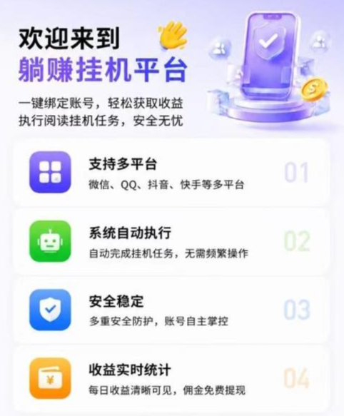 躺赚挂机项目:多平台零撸,一键托管单号日赚40+,批量铺机日入400+-首码项目网