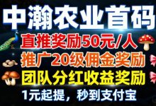 《中瀚科技首码》团队芜限代分奖励，所有收入1元起提-首码项目网