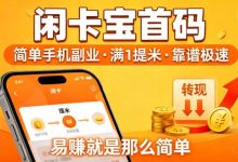 每天随便搞个几百几千，没有任何门槛《闲卡宝》非常牛逼-首码项目网