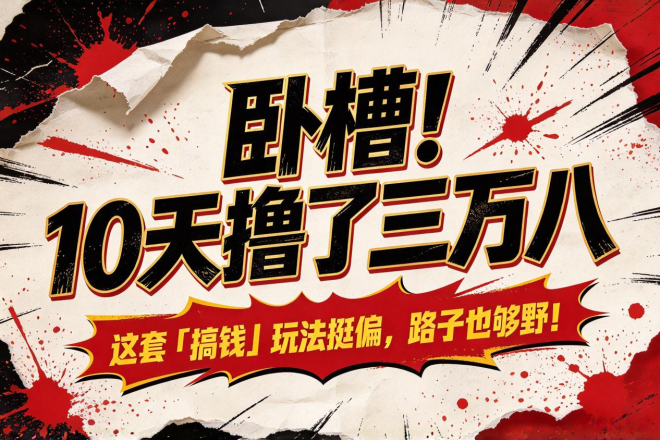 卧槽!10天撸了三万八,这套「搞钱」玩法挺偏,路子也够野!-吾爱首码网